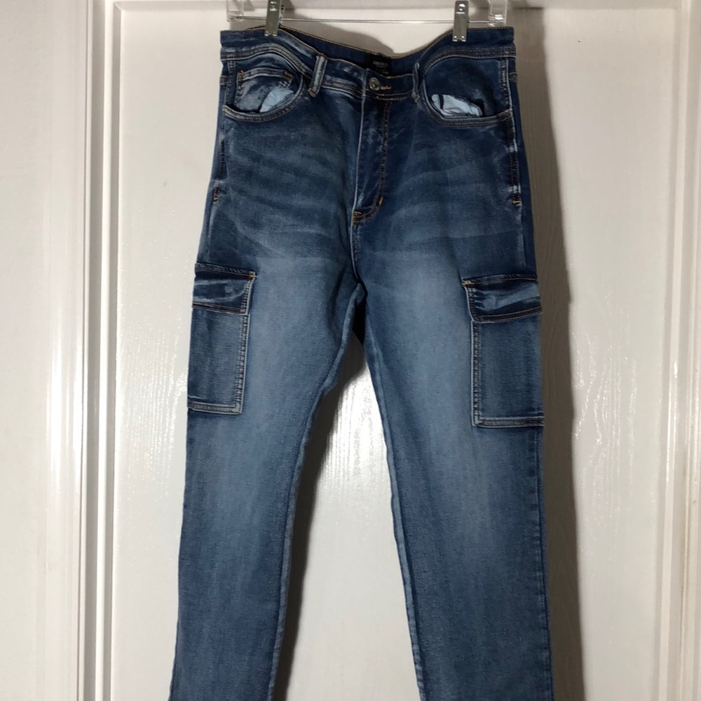Blue Denim Cargo Jeans